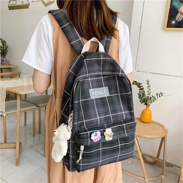 school bags japanese fashion womens backpack check stripe travel backpacks large-capacity casual 2021
school bags japanese fashion womens backpack check stripe travel backpacks large-capacity casual 2021