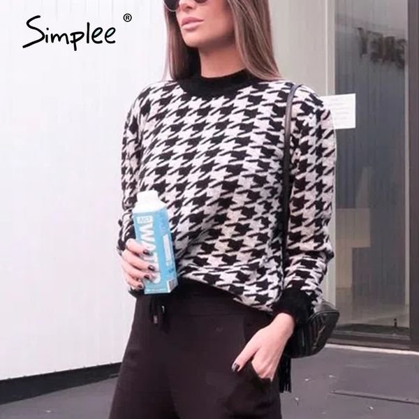 simplee women geometric khaki knitted sweater women casual houndstooth lady pullover sweater female autumn winter retro jumper 210218, White;black
simplee women geometric khaki knitted sweater women casual houndstooth lady pullover sweater female autumn winter retro jumper 210218, White;black