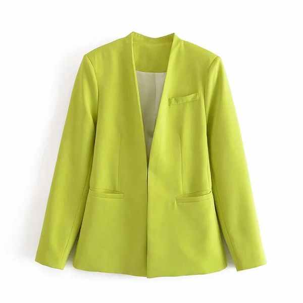 women's suits & blazers fashion women office wear collarless blazer coat vintage long sleeve welt pockets female outerwear chic top, White;black
women's suits & blazers fashion women office wear collarless blazer coat vintage long sleeve welt pockets female outerwear chic top, White;black