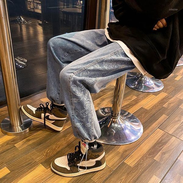 men's jeans cashew flower trendy brand straight loose-fitting daddy pants korean style trend spring autumn trousers, Blue
men's jeans cashew flower trendy brand straight loose-fitting daddy pants korean style trend spring autumn trousers, Blue