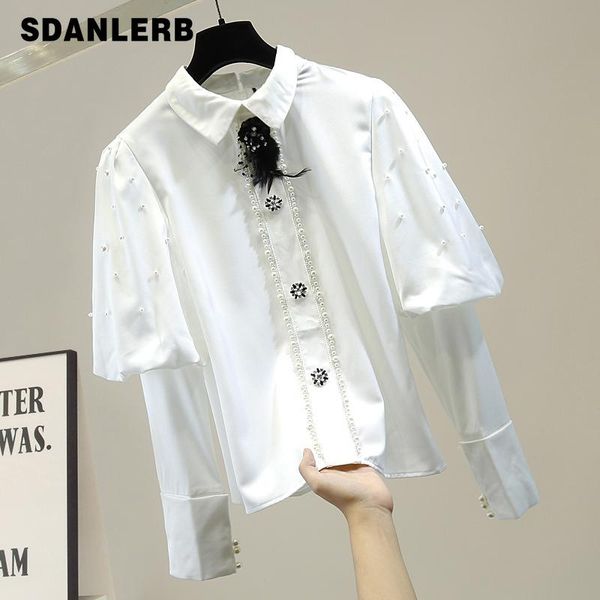 black blouse women handmade pearl beaded fashion cool puff long sleeved chiffon shirt elegant lady loose blusas office lady, White
black blouse women handmade pearl beaded fashion cool puff long sleeved chiffon shirt elegant lady loose blusas office lady, White