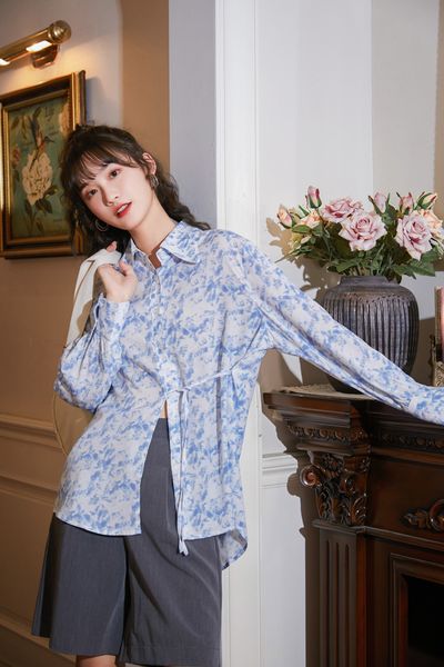 2021 new blue long sleeve and women autumn button up bandage cute blouse shirt casual korean fashion clothing biko, White
2021 new blue long sleeve and women autumn button up bandage cute blouse shirt casual korean fashion clothing biko, White
