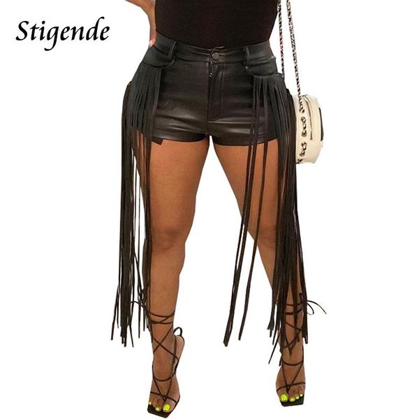 women's shorts stigende women black pu leather summer lace up patchwork faux tassel club party wear, White;black
women's shorts stigende women black pu leather summer lace up patchwork faux tassel club party wear, White;black