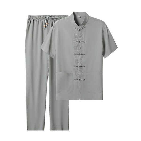men's tracksuits men clothing 2021 summer short-sleeved shirt + pants 2-piece suit chinese style cotton and linen tang, Gray
men's tracksuits men clothing 2021 summer short-sleeved shirt + pants 2-piece suit chinese style cotton and linen tang, Gray