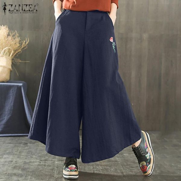 women's pants & capris women vintage embroidery 2021 zanzae summer cotton wide leg casual elastic waist oversize holiday loose bottom, Black;white
women's pants & capris women vintage embroidery 2021 zanzae summer cotton wide leg casual elastic waist oversize holiday loose bottom, Black;white