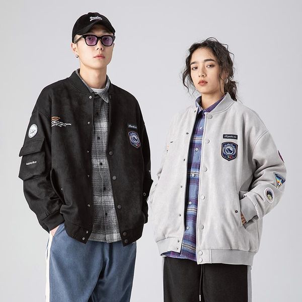 men's jackets korean style autumn men 2021 two-color stand-up collar labeled baseball jacket loose casual student garment, Black;brown
men's jackets korean style autumn men 2021 two-color stand-up collar labeled baseball jacket loose casual student garment, Black;brown