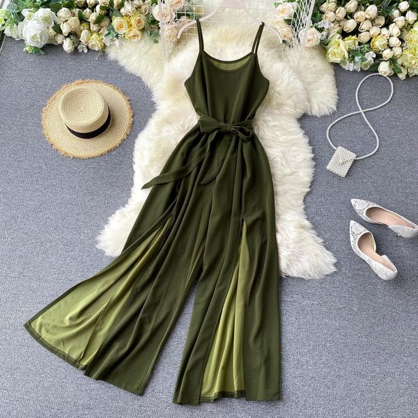 women's jumpsuits & rompers vintage spaghetti strap summer full length split jumpsuit women high waist bandage playsuit elegant beach h, Black;white
women's jumpsuits & rompers vintage spaghetti strap summer full length split jumpsuit women high waist bandage playsuit elegant beach h, Black;white