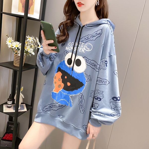 2021 new cartoon print hooded drawstring mid-length drop-shoulder long-sleeved autumn fashion sweatshirt women olf6, Black
2021 new cartoon print hooded drawstring mid-length drop-shoulder long-sleeved autumn fashion sweatshirt women olf6, Black