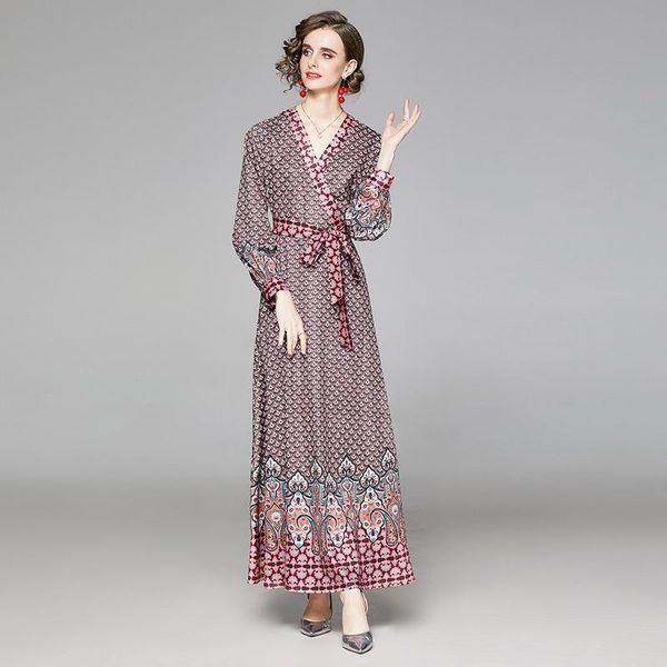 casual dresses england elegant v-neck belted dress women 2021 spring/autumn long sleeve vintage print fashion ankle-length maxi all-match, Black;gray
casual dresses england elegant v-neck belted dress women 2021 spring/autumn long sleeve vintage print fashion ankle-length maxi all-match, Black;gray