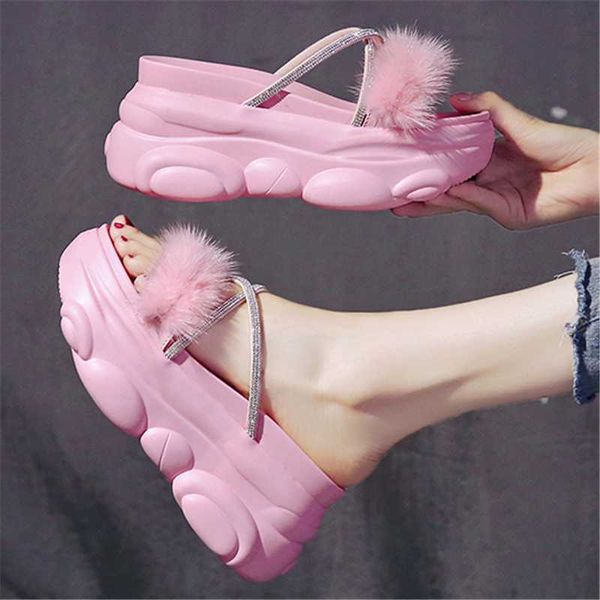 slippers 2021 summer women 9cm wedges super high heels platform chunky fur crystal open toe beach shoes comfortable dress slides, Black
slippers 2021 summer women 9cm wedges super high heels platform chunky fur crystal open toe beach shoes comfortable dress slides, Black