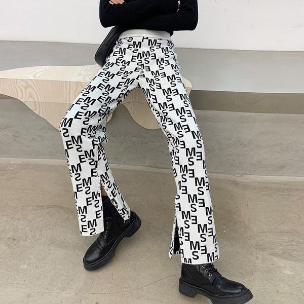 women's pants & capris european station 2021 alphabet color straight button split wool knitted casual mopping trousers women, Black;white
women's pants & capris european station 2021 alphabet color straight button split wool knitted casual mopping trousers women, Black;white