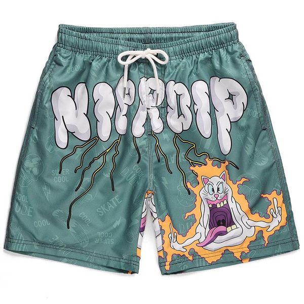 men's shorts double-layer beach pants latest quick-drying cartoon printed swimming loose running sports surfing, White;black
men's shorts double-layer beach pants latest quick-drying cartoon printed swimming loose running sports surfing, White;black