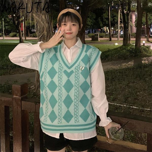 women's vests wakuta school knitted vest korean fashion 2021 argyle sleeveless sweater women autumn oversized v neck pullovers casual, Black;white
women's vests wakuta school knitted vest korean fashion 2021 argyle sleeveless sweater women autumn oversized v neck pullovers casual, Black;white