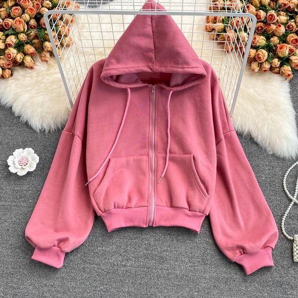 women's jackets zipper and fleece hooded sweater trendy korean version of the autumn winter long-sleeved short lazy top, Black;brown
women's jackets zipper and fleece hooded sweater trendy korean version of the autumn winter long-sleeved short lazy top, Black;brown