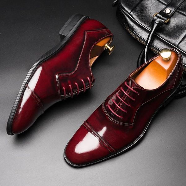 dress shoes mens patent leather red wine wedding trendy patchwork round toe design business casual big yards 45 46, Black
dress shoes mens patent leather red wine wedding trendy patchwork round toe design business casual big yards 45 46, Black