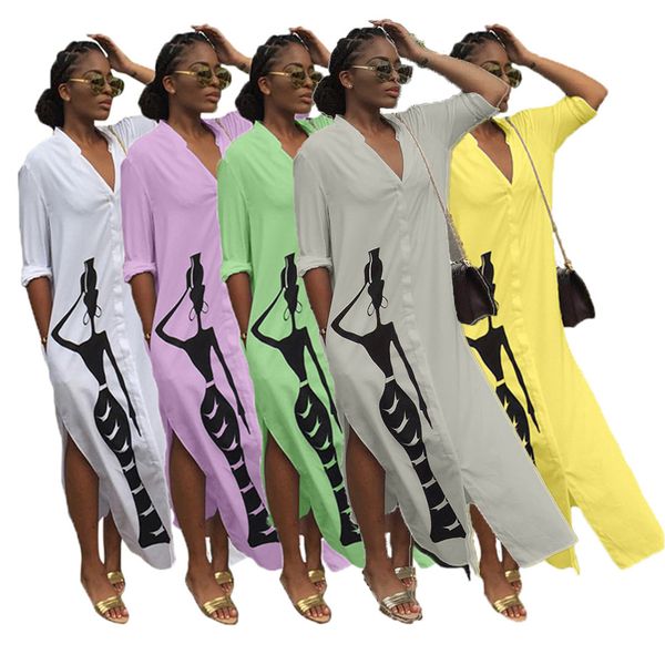character print casual plus size dress women fashion double side split loose dress spring long sleeve buttons maxi blouses robe, Black;gray
character print casual plus size dress women fashion double side split loose dress spring long sleeve buttons maxi blouses robe, Black;gray