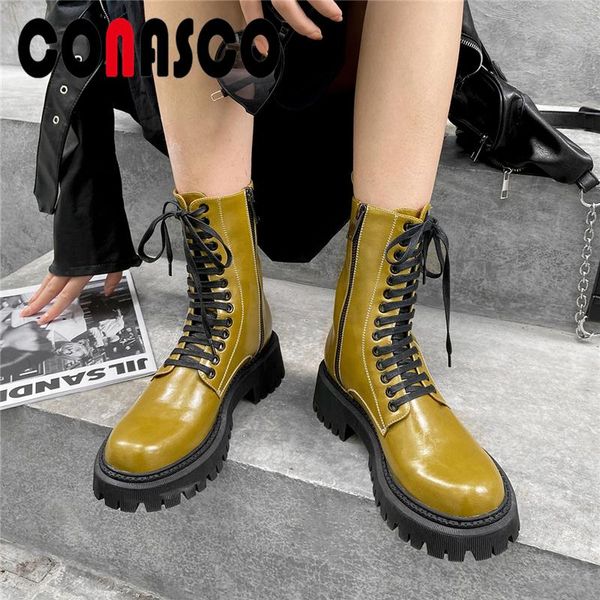 boots conasco autumn winter women ankle genuine leather cross-tied platforms zipper casual woman fashion cool, Black
boots conasco autumn winter women ankle genuine leather cross-tied platforms zipper casual woman fashion cool, Black