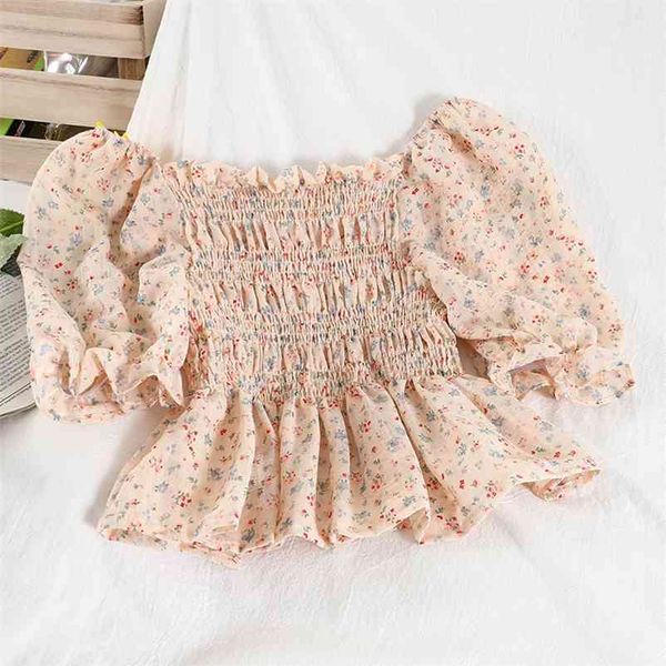 women short puff sleeve floral slash neck shirt versatile slim fashion spring summer 11b611 210525, White
women short puff sleeve floral slash neck shirt versatile slim fashion spring summer 11b611 210525, White