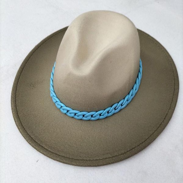 wide brim hats fedora hat women gradient color designed panama vintage artificial jazz cap black caps winter, Blue;gray
wide brim hats fedora hat women gradient color designed panama vintage artificial jazz cap black caps winter, Blue;gray