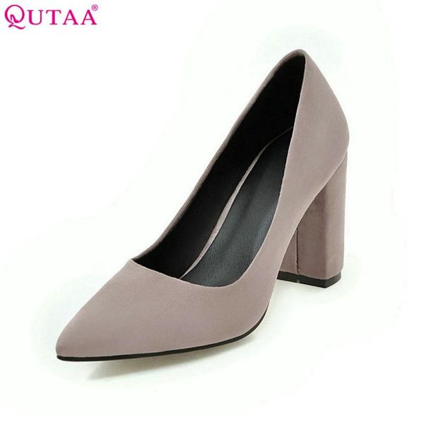 qutaa women pumps ladies shoes square high heel flock slip on elegant pointed toe brown woman wedding shoes size 34-43, Black
qutaa women pumps ladies shoes square high heel flock slip on elegant pointed toe brown woman wedding shoes size 34-43, Black