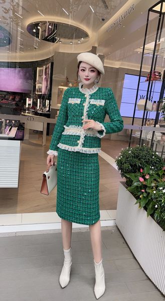 luxury new high-grade design sense small fragrance exquisite lace collar tweed suit, White
luxury new high-grade design sense small fragrance exquisite lace collar tweed suit, White