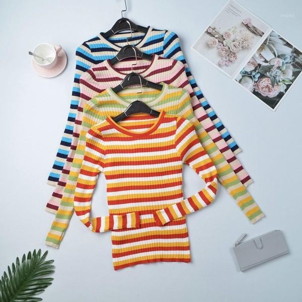 women's sweaters autumn fashion women sweater round neck striped slim long-sleeved knit y5, White;black
women's sweaters autumn fashion women sweater round neck striped slim long-sleeved knit y5, White;black