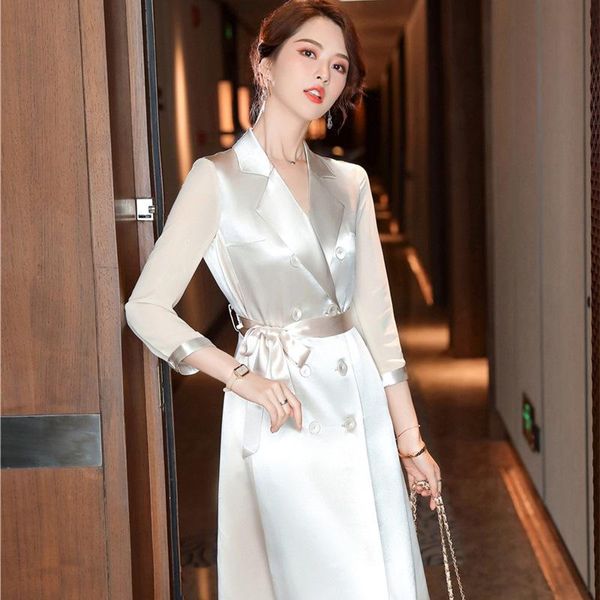 casual dresses champagne blue acetate satin high end suit dress in spring and summer 2021, Black;gray
casual dresses champagne blue acetate satin high end suit dress in spring and summer 2021, Black;gray