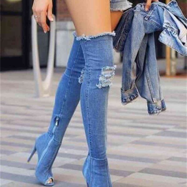 2020 fashion women boots high heels spring autumn peep toe over the knee tight stiletto jeans, Black
2020 fashion women boots high heels spring autumn peep toe over the knee tight stiletto jeans, Black