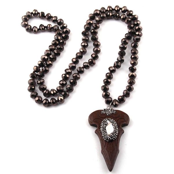 pendant necklaces fashion bohemian jewelry black long crystal glass knotted handmake paved wood arrowhead necklace, Silver
pendant necklaces fashion bohemian jewelry black long crystal glass knotted handmake paved wood arrowhead necklace, Silver