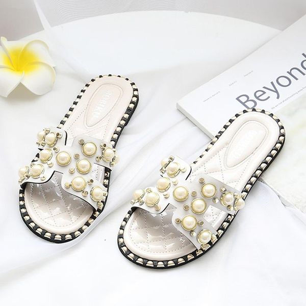 slipper skoex children girls fashion pearl decoration sandal slippers soft bottom breathable home shoe girl outdoor walking, Black;grey