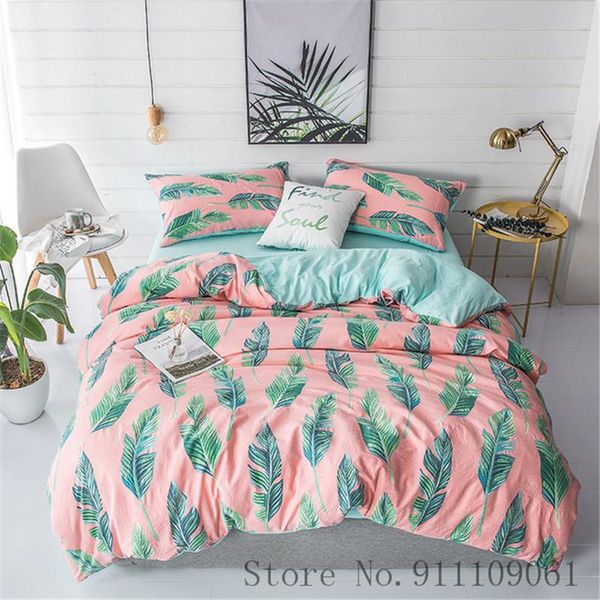 bedding sets home textile bed linens set pink cyan leaf pattern duvet cover pillowcase sheet children and bedclothes 3/4pcs
bedding sets home textile bed linens set pink cyan leaf pattern duvet cover pillowcase sheet children and bedclothes 3/4pcs