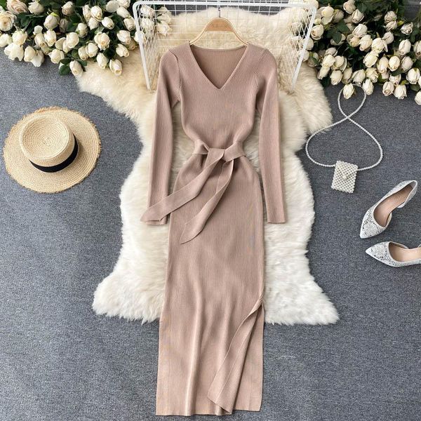 casual dresses croysier women long sleeve autumn winter sweater dress woman v neck side slit midi dressses for with belt, Black;gray
casual dresses croysier women long sleeve autumn winter sweater dress woman v neck side slit midi dressses for with belt, Black;gray