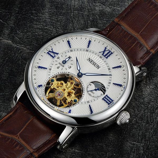 wristwatches nesun fashion men's leather business watch waterproof moon phase large dial hollow automatic mechanical watches, Slivery;brown
wristwatches nesun fashion men's leather business watch waterproof moon phase large dial hollow automatic mechanical watches, Slivery;brown