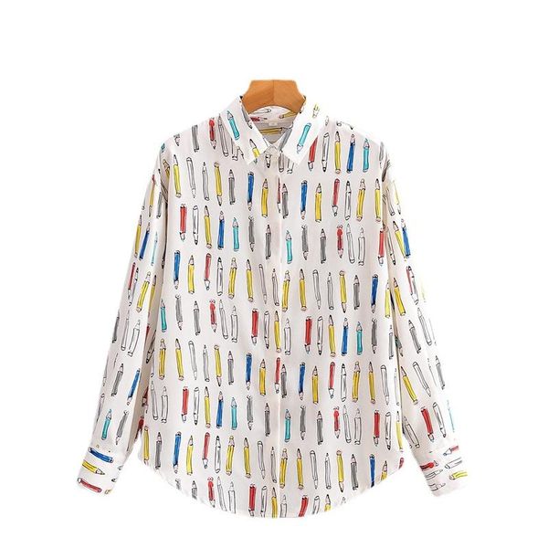 women's blouses & shirts tangada women funny pen print long shirt sleeve 2021 chic female casual loose 8y09, White
women's blouses & shirts tangada women funny pen print long shirt sleeve 2021 chic female casual loose 8y09, White