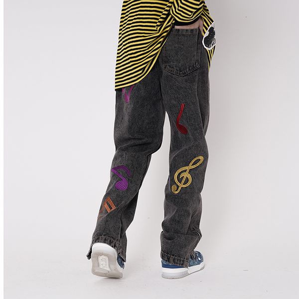 2021 new high street nota musical carta bordado calas de brim dos homens oversize lavado zper lateral retro baggy casual denim d268, Blue
2021 new high street nota musical carta bordado calas de brim dos homens oversize lavado zper lateral retro baggy casual denim d268, Blue