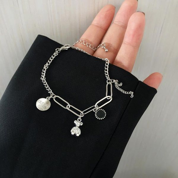 bangle vintage pendant chain personality bracelet silver color birthday party jewelry gift, Black
bangle vintage pendant chain personality bracelet silver color birthday party jewelry gift, Black