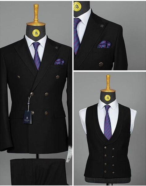 men's suits & blazers latest design black formal double breasted men fashion groom tuxedos wedding party mens (jacket+pants+vest+tie), White;black
men's suits & blazers latest design black formal double breasted men fashion groom tuxedos wedding party mens (jacket+pants+vest+tie), White;black
