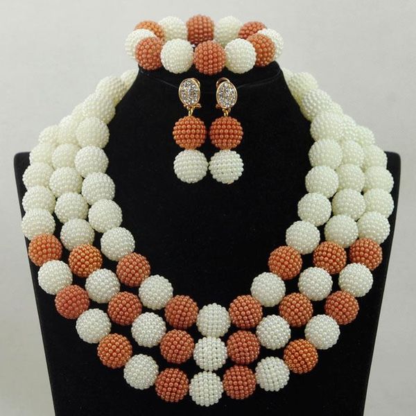 earrings & necklace white and champagne african beads jewelry sets beaded bridal handmake wedding party set layered ball weaving hx337, Silver
earrings & necklace white and champagne african beads jewelry sets beaded bridal handmake wedding party set layered ball weaving hx337, Silver