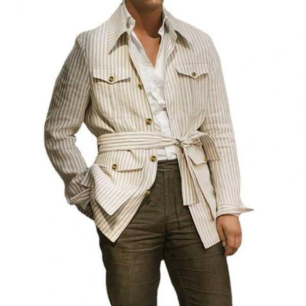 men's jackets lapel striped pocket belted shirt 2021 men coat vintage turn-down collar single-breasted stripe autumn male clothes, Black;brown
men's jackets lapel striped pocket belted shirt 2021 men coat vintage turn-down collar single-breasted stripe autumn male clothes, Black;brown