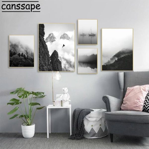 paintings black white wall art print fog mountain forest canvas poster lake boat posters modern pictures for living room decor
paintings black white wall art print fog mountain forest canvas poster lake boat posters modern pictures for living room decor