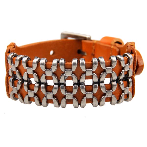 version of korean fashion cowhide jewelry ti-tanium steel head leather bracelet jewelry, Golden;silver
version of korean fashion cowhide jewelry ti-tanium steel head leather bracelet jewelry, Golden;silver