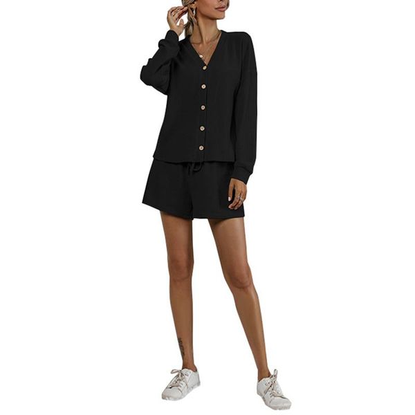 women's tracksuits 2 pcs women solid color loungewear, adults button-down v-neck long sleeve cardigan + shorts with drawstring, Gray
women's tracksuits 2 pcs women solid color loungewear, adults button-down v-neck long sleeve cardigan + shorts with drawstring, Gray