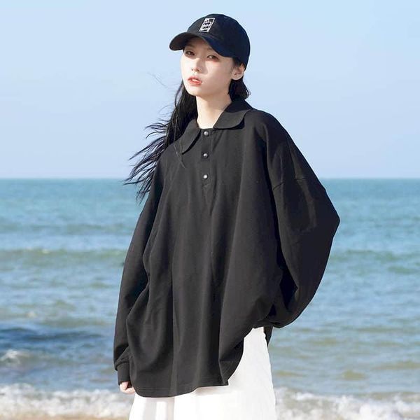 women's polos long-sleeved shirt korean thin sweatshirtwomen's mid-length solid color harajuku style loose pullover student simple, White
women's polos long-sleeved shirt korean thin sweatshirtwomen's mid-length solid color harajuku style loose pullover student simple, White