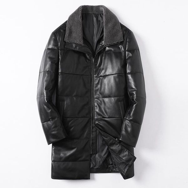 men's leather & faux sheepskin down jacket 2021 winter plus size coat genuine lamb lapel mid length men warm thick outerwear, Black
men's leather & faux sheepskin down jacket 2021 winter plus size coat genuine lamb lapel mid length men warm thick outerwear, Black