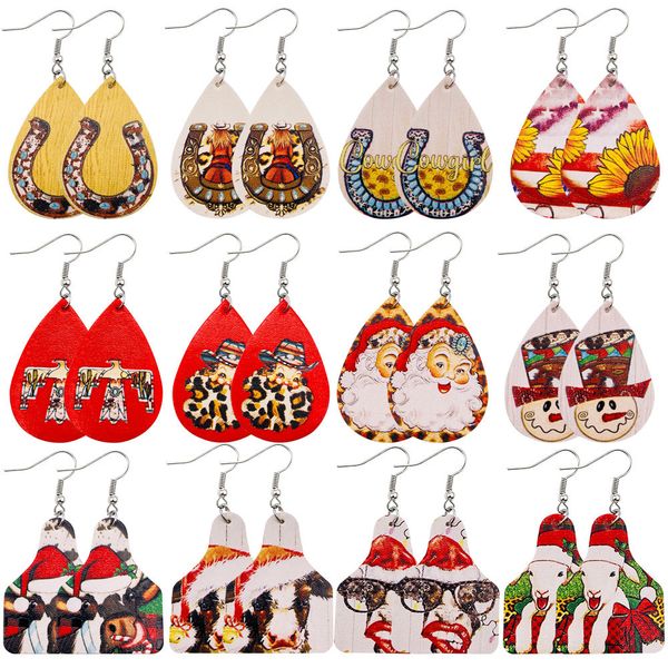 s2583 fashion jewelry christmas pu leather dangle earrings farm cow style water-drop faux leather earring, Silver
s2583 fashion jewelry christmas pu leather dangle earrings farm cow style water-drop faux leather earring, Silver