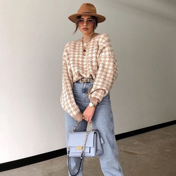 2021 new geometric khaki winter streetwear elegant houndstooth autumn fashion knitted pullovers women sweater ljb4, White;black
2021 new geometric khaki winter streetwear elegant houndstooth autumn fashion knitted pullovers women sweater ljb4, White;black