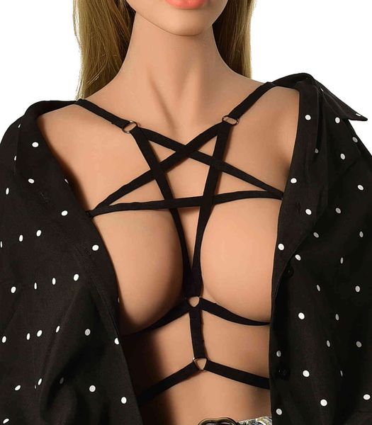 bra strap fun hollowed out five pointed star harness underwear manual elastic body dress chain, Black;white
bra strap fun hollowed out five pointed star harness underwear manual elastic body dress chain, Black;white