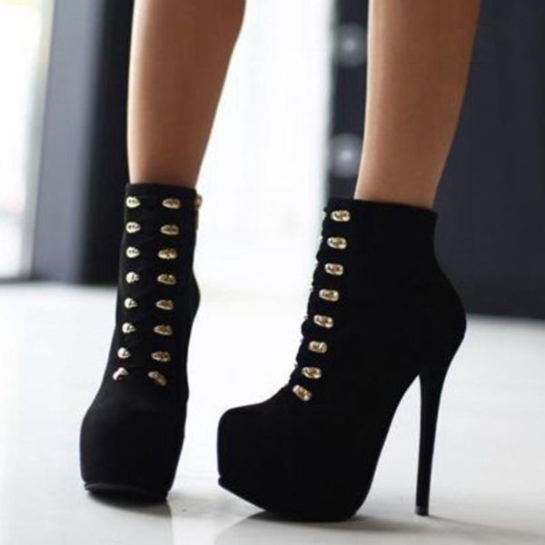 boots ribetrini fesign high heels chic winter women brand thick platform ladies party ankle female, Black
boots ribetrini fesign high heels chic winter women brand thick platform ladies party ankle female, Black