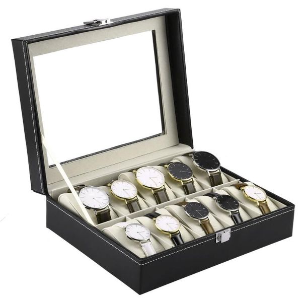 watch boxes & cases 10 slots pu leather black box case jewelry display storage organizer holder packaging collection casket caja de for men, Black;blue
watch boxes & cases 10 slots pu leather black box case jewelry display storage organizer holder packaging collection casket caja de for men, Black;blue