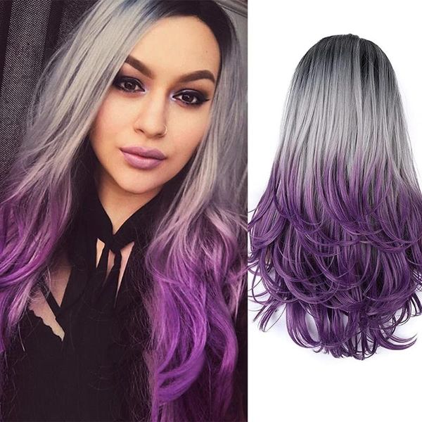 synthetic wigs ombre purple wig long wavy cosplay for women party fake hair middle part high temperature fiber, Black
synthetic wigs ombre purple wig long wavy cosplay for women party fake hair middle part high temperature fiber, Black